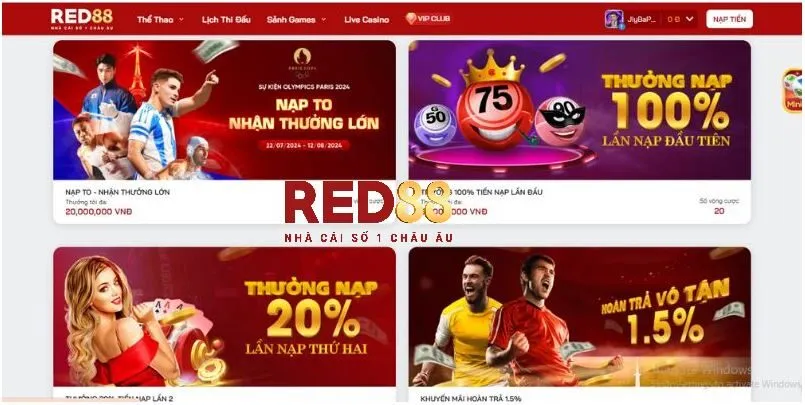 Nhà cái tung ra rất nhiều ưu đãi đặc biệt trên app Red88.